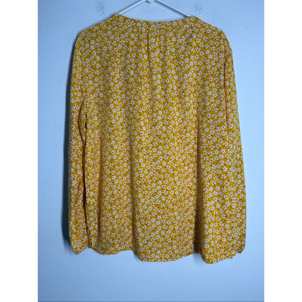 Old Navy Women’s Yellow Floral Blouse Size XL Rayon Long Sleeve Boho Peasant Top - Picture 5 of 9